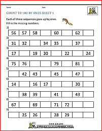 count to 100 by ones worksheet 1
