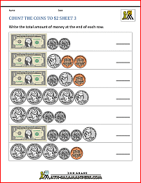 counting money worksheets count the coins to 2 dollars 3