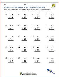 double digit addition with regrouping tens 1