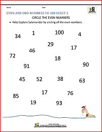 even numbers and odd numbers to 100 worksheet 2
