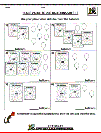 free math place value worksheets to 200 3