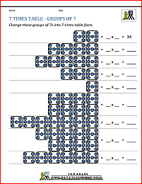 free printable multiplication worksheets 7 times table grouping