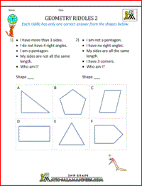geometry worksheets for kids geometry riddles 2