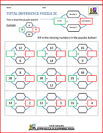 math puzzles second grade total difference puzzle 2c
