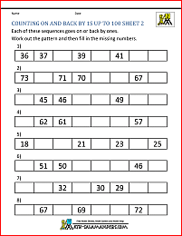 math worksheets printable count on back by 1s 2