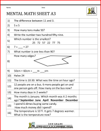 mental math quiz 2nd a3