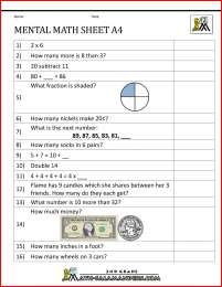 mental math quiz 2nd a4