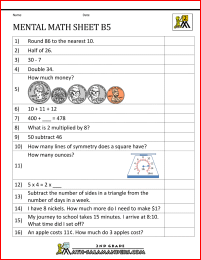 mental math worksheet 2nd grade b5
