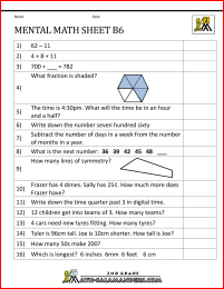 mental math worksheet 2nd grade b6