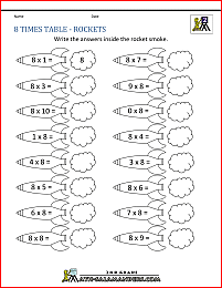 multiplication practice worksheets 8 times table rockets