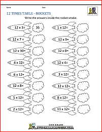 multiplication printable worksheets 12 times table rockets