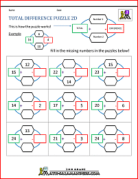 number fill in puzzles total difference puzzle 2d