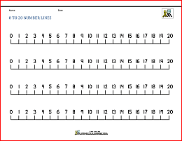 number line 0 to 20 printable 1b