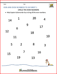 odd numbers and even numbers to 20 worksheet 1