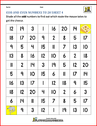 odd numbers and even numbers to 20 worksheet 4