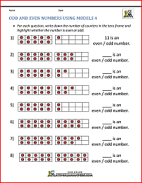 odd numbers and even numbers worksheets using models 4