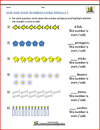 odd numbers and even numbers worksheets using models 5