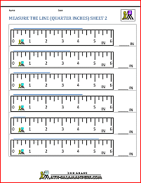 printable measurement worksheets measure the line inches quarters 2