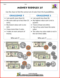 Money Math Worksheets - Money Riddles