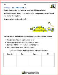 second grade math word problems share the treasure 2