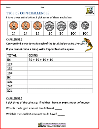 second grade money word problems tygers coin challenges