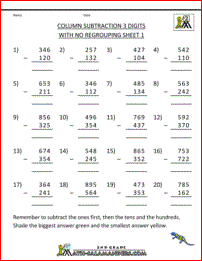 subtraction no regrouping column subtraction 3 digits no regrouping 1