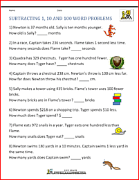 subtraction word problems subtracting 1 10 and 100 problems 1