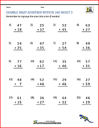 two digit addition worksheets within 100 3