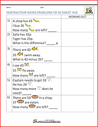 year 2 subtraction problems to 50 3uk