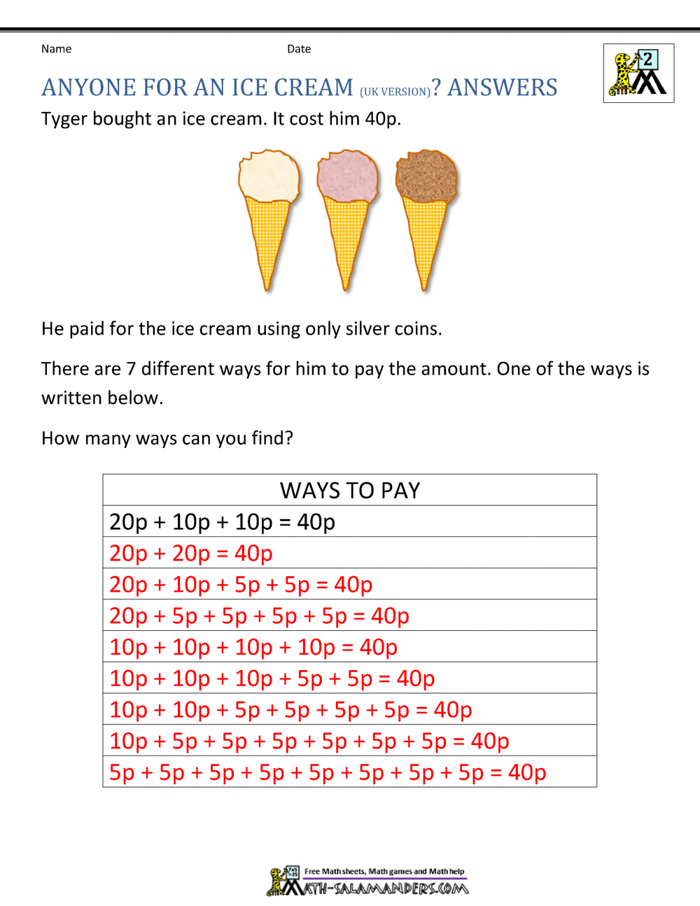 Second Grade Math Problems